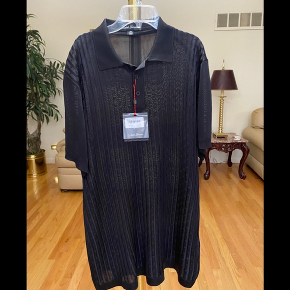Saint Lorenzo Knit Collard Black Polo Shirt 3X - Picture 2 of 7